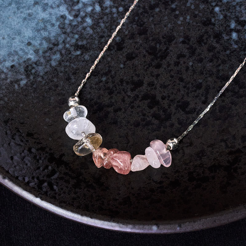 Collana con ciondolo Buddha Stones, ossidiana nera, quarzo fumé, granato, acquamarina, quarzo fragola, cristallo rosa, forza - image 21