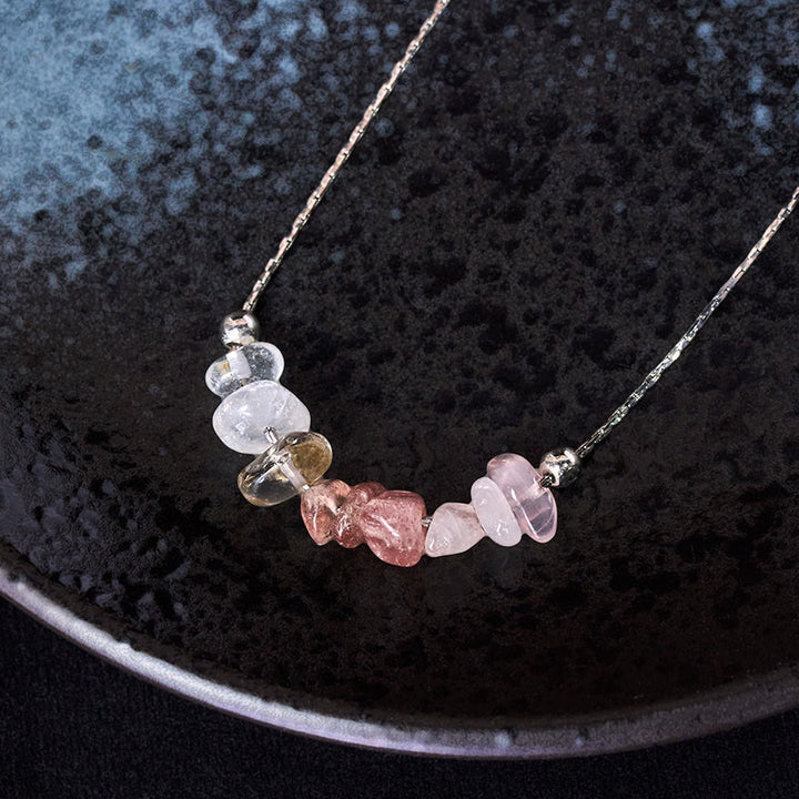 Collana con ciondolo Buddha Stones, ossidiana nera, quarzo fumé, granato, acquamarina, quarzo fragola, cristallo rosa, forza - image 21