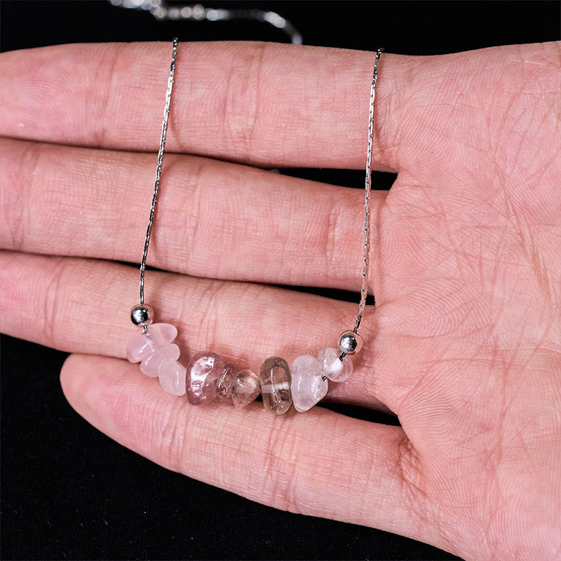 Collana con ciondolo Buddha Stones, ossidiana nera, quarzo fumé, granato, acquamarina, quarzo fragola, cristallo rosa, forza - image 24