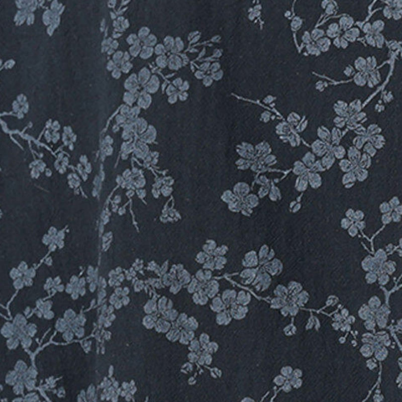 Camicia da uomo a maniche corte in cotone e lino con bottoni cinesi e motivo a fiori di pesco estivo Buddha Stones - image 8