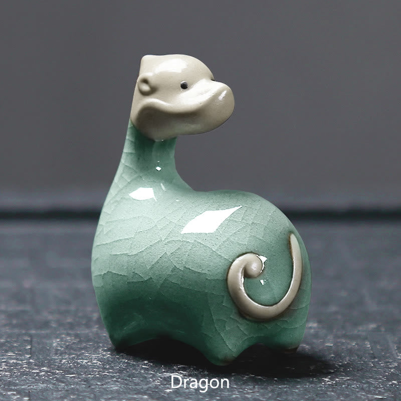 Buddha Stones Zodiaco cinese Ceramica Tè Animale domestico Decorazione per la casa - Drago cachi 6,6*6,8 cm - image 9