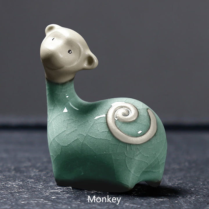Buddha Stones Zodiaco cinese Ceramica Tè Animale domestico Decorazione per la casa - Scimmia cachi 6,6*6,8 cm - image 13