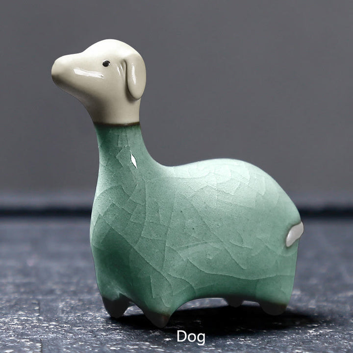 Buddha Stones Zodiaco cinese Ceramica Tè Animale domestico Decorazione per la casa - Cane cachi 6,7*6,9 cm - image 15