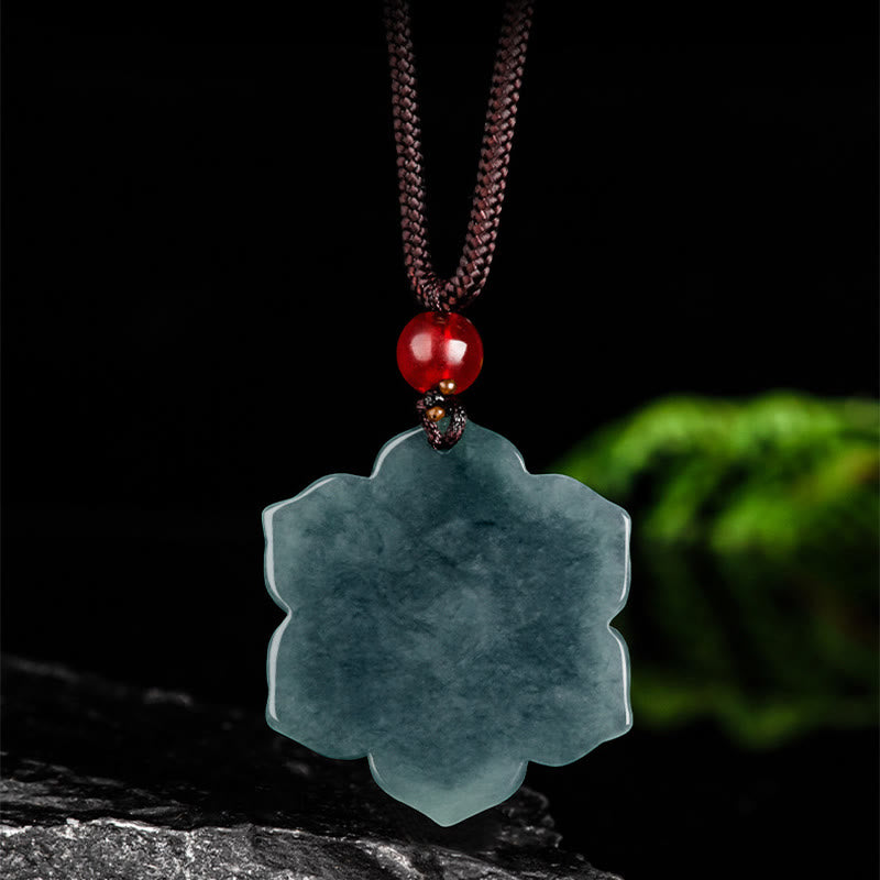 Buddha Stones Collana con pendenti della prosperità in giada con fiori di pesco - image 7