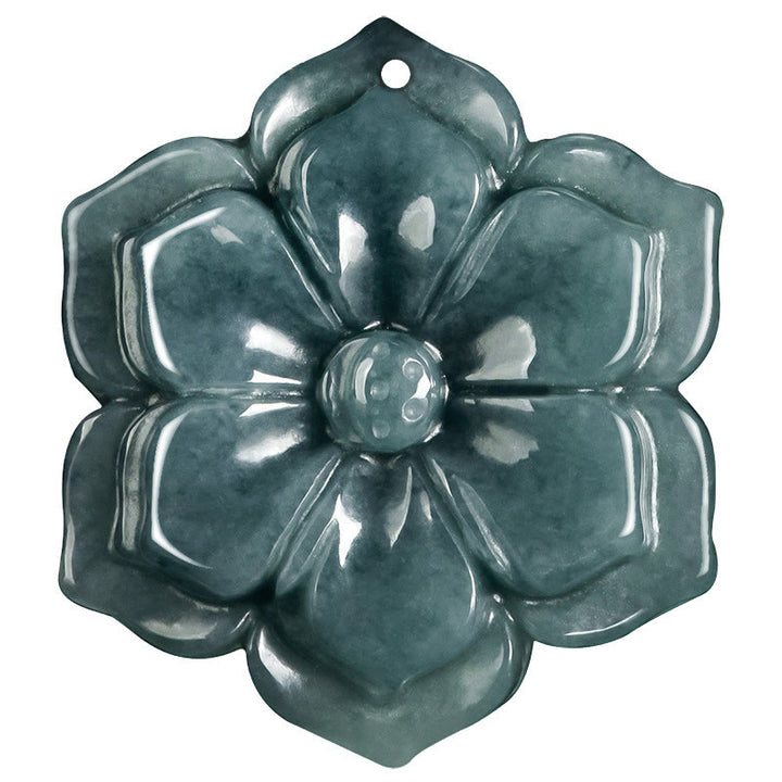Buddha Stones Collana con pendenti della prosperità in giada con fiori di pesco - image 6