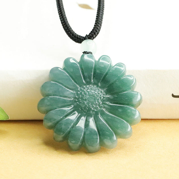 Buddha Stones Collana con pendenti di giada e girasole "Abbondanza" - Giada - image 0