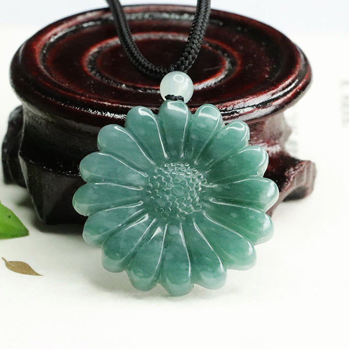 Buddha Stones Collana con pendenti di giada e girasole "Abbondanza" - image 3
