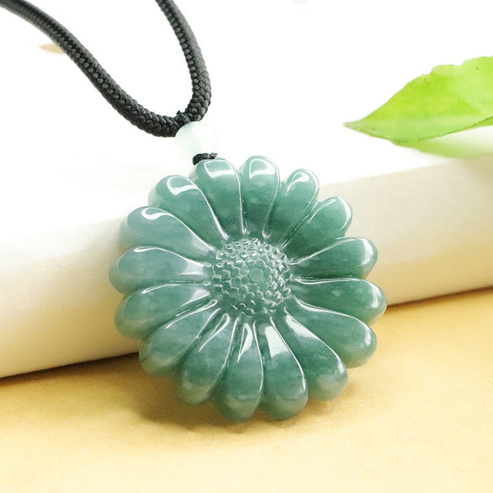 Buddha Stones Collana con pendenti di giada e girasole "Abbondanza" - image 1