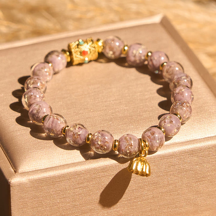 Braccialetto portafortuna in vetro viola Liuli Buddha Stones - Vetro Liuli (circonferenza del polso: 15-16 cm) - image 0