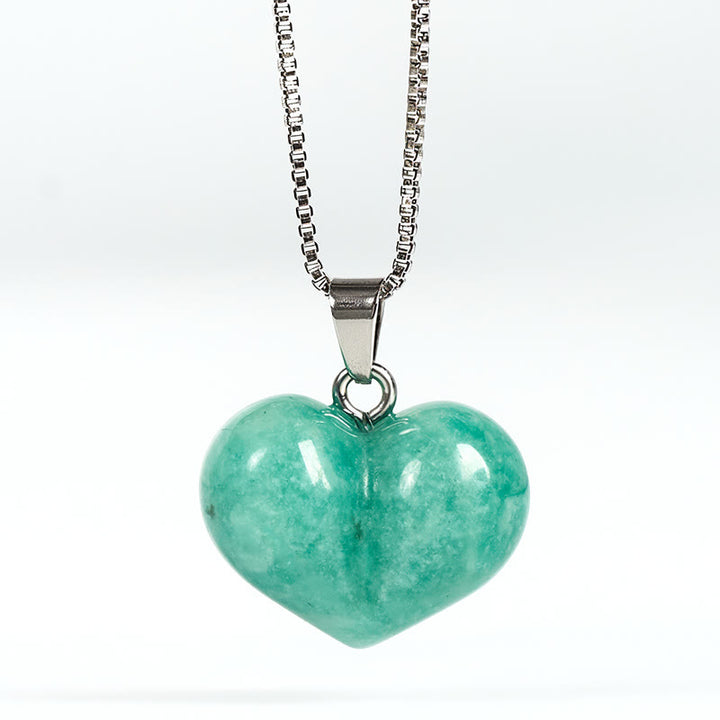 Collana con ciondolo a forma di cuore in Buddha Stones, ametista, topazio, cristallo rosa, opale, occhio di tigre, cristallo bianco, diaspro rosso, amazzonite, avventurina verde, ossidiana nera, citrino. - Amazzonite - image 32