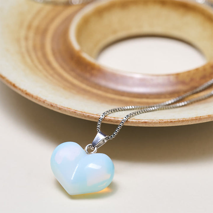 Collana con ciondolo a forma di cuore in Buddha Stones, ametista, topazio, cristallo rosa, opale, occhio di tigre, cristallo bianco, diaspro rosso, amazzonite, avventurina verde, ossidiana nera, citrino. - image 18
