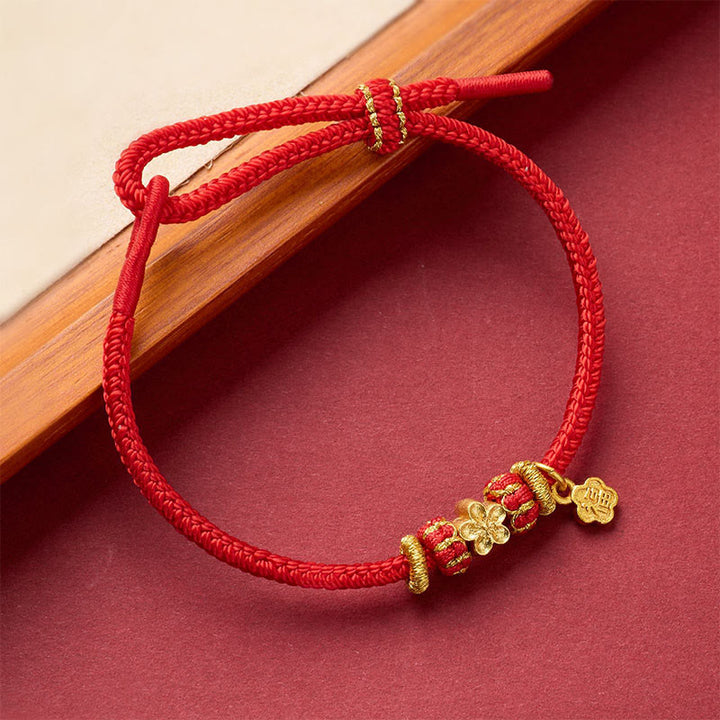 Buddha Stones Braccialetto portafortuna in filo di rame rosso con carattere Om Mani Padme Hum Fu - image 13