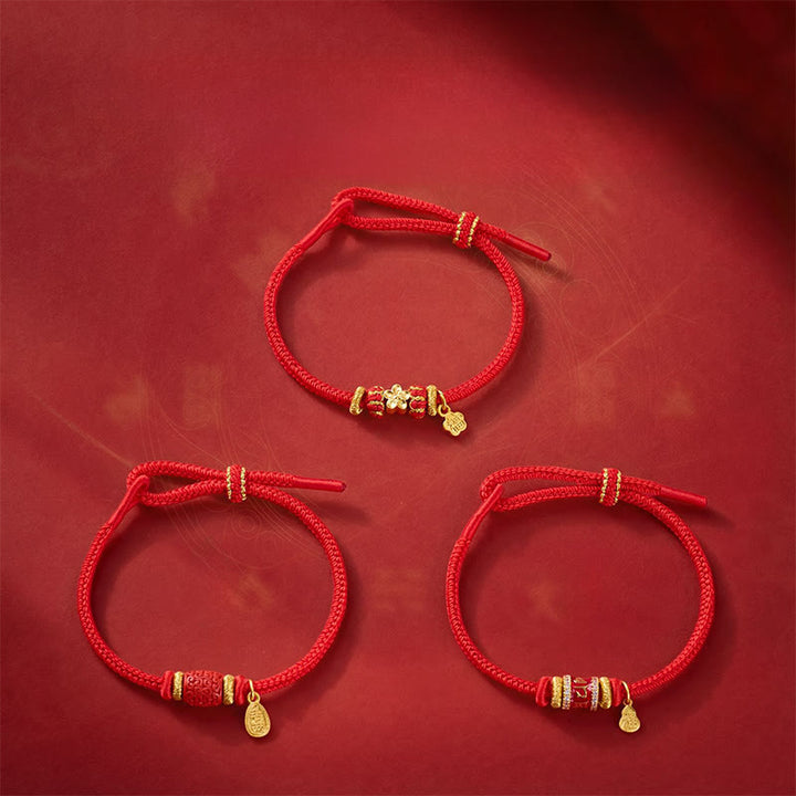 Buddha Stones Braccialetto portafortuna in filo di rame rosso con carattere Om Mani Padme Hum Fu - image 15