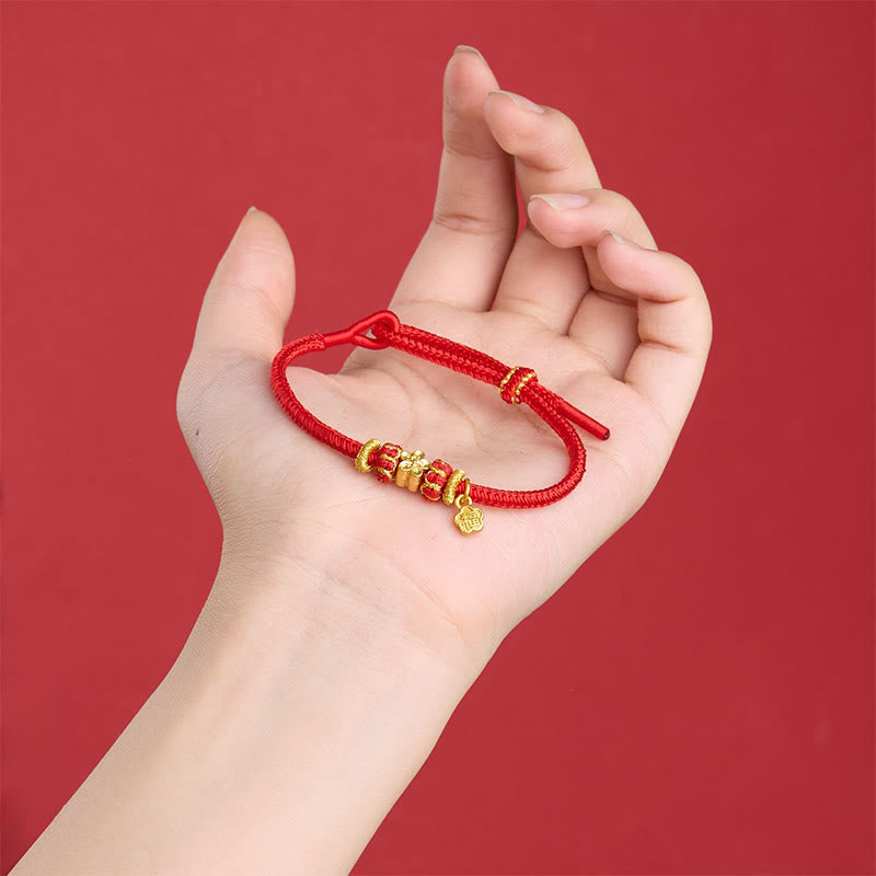 Buddha Stones Braccialetto portafortuna in filo di rame rosso con carattere Om Mani Padme Hum Fu - image 14