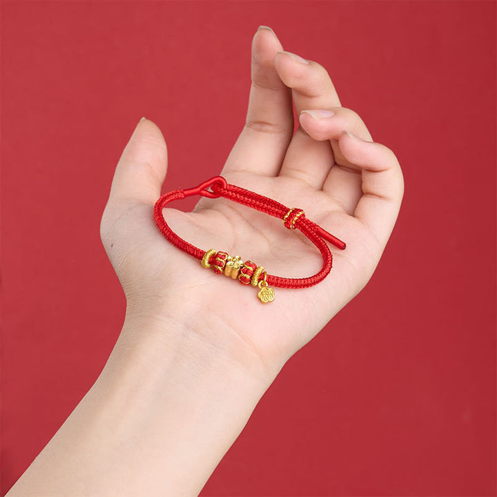 Buddha Stones Braccialetto portafortuna in filo di rame rosso con carattere Om Mani Padme Hum Fu - image 14