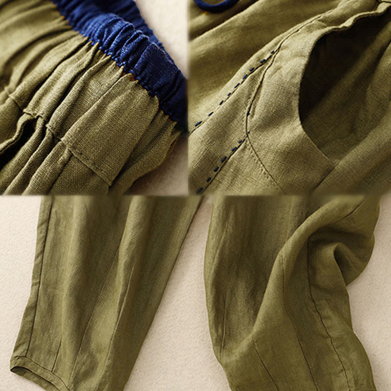 Buddha Stones Pantaloni harem da donna con tasche, lunghezza 7-8, con design color blocking, modello Commute - image 11