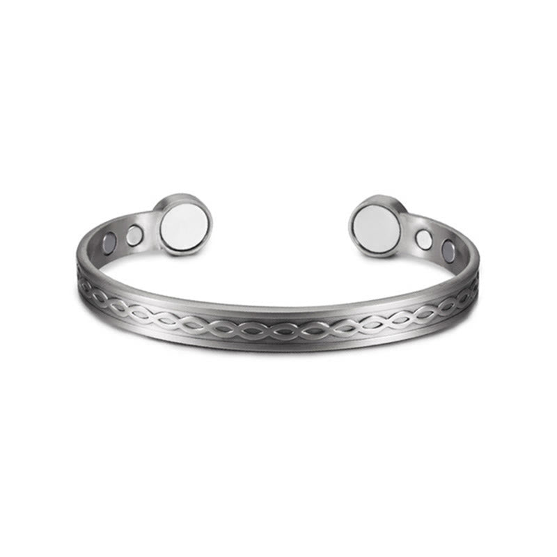 Buddha Stones Bracciale rigido aperto con motivo ad anelli intrecciati in rame, equilibrio e fortuna - image 10