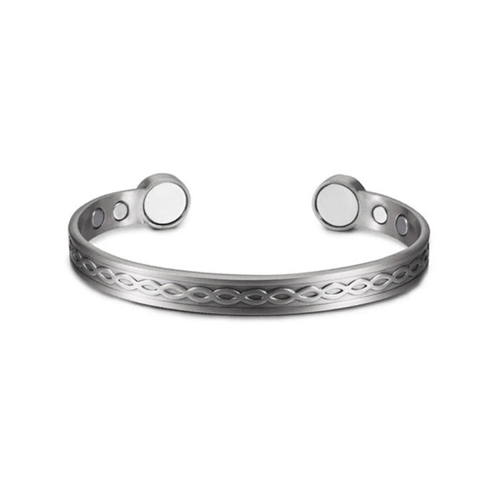 Buddha Stones Bracciale rigido aperto con motivo ad anelli intrecciati in rame, equilibrio e fortuna - image 10