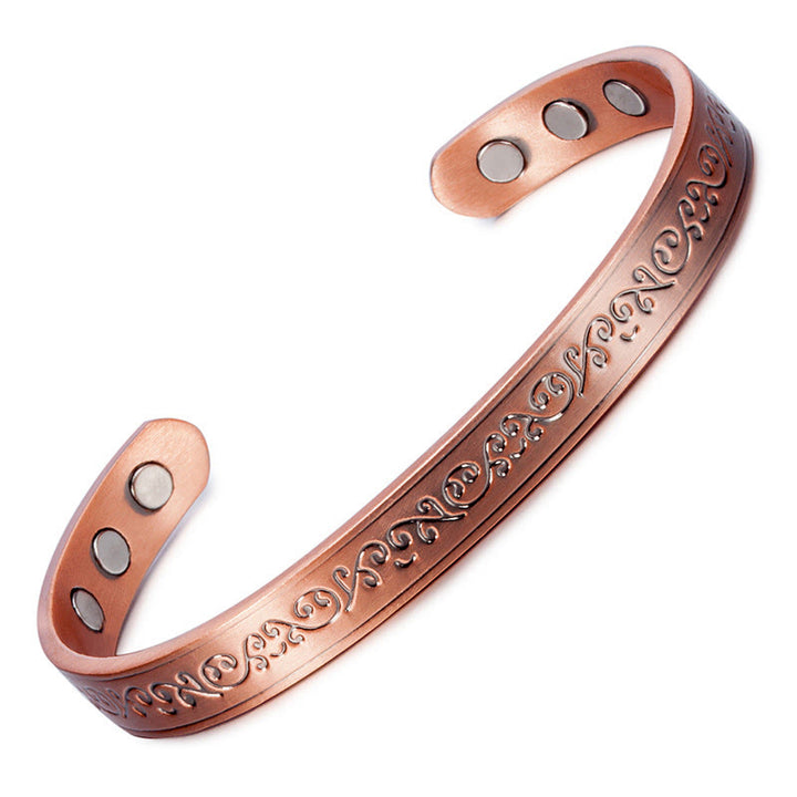 Buddha Stones Bracciale rigido aperto con motivo inciso in rame - image 4
