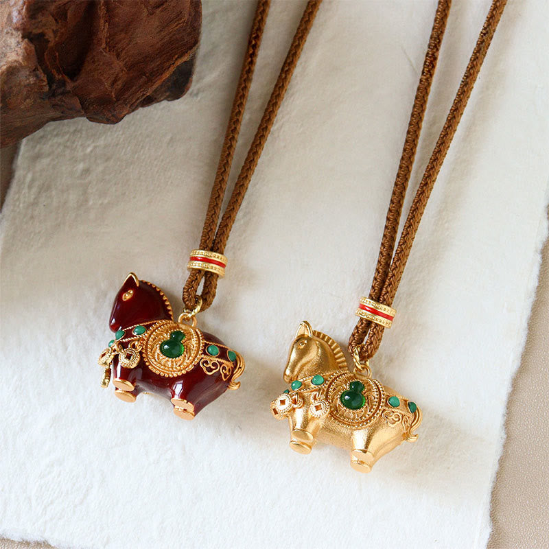 Buddha Stones Collana con pendenti in ottone e rame dell'anno del cavallo - image 8