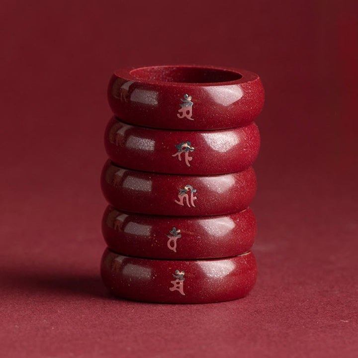 Buddha Stones Anello di benedizione del cinabro dell'anno del cavallo dello zodiaco cinese - image 25