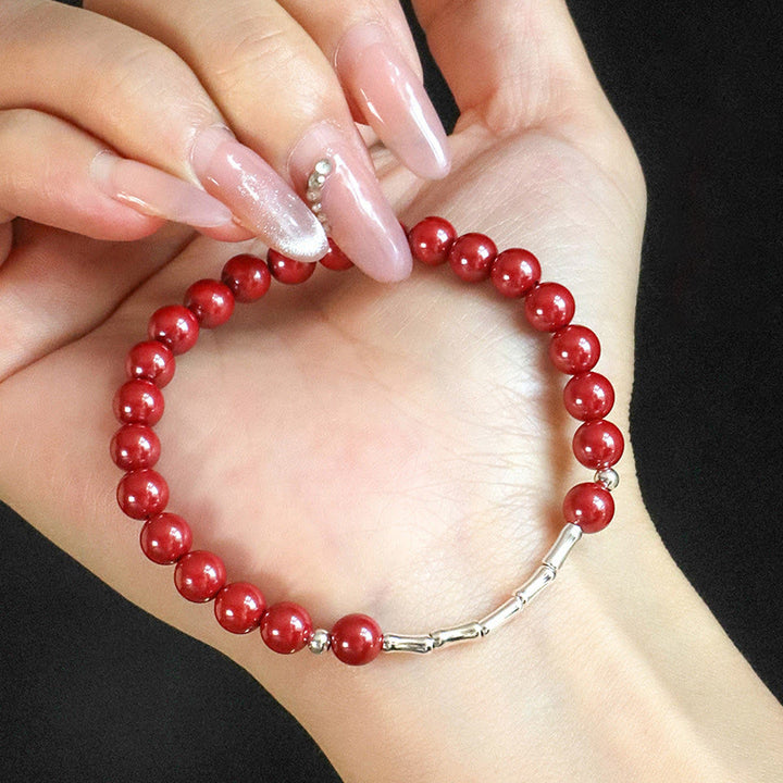 Buddha Stones Bracciale Cinnabar in argento sterling 925 per la calma e la concentrazione - image 0
