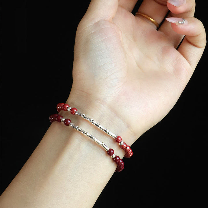 Buddha Stones Bracciale Cinnabar in argento sterling 925 per la calma e la concentrazione - image 11