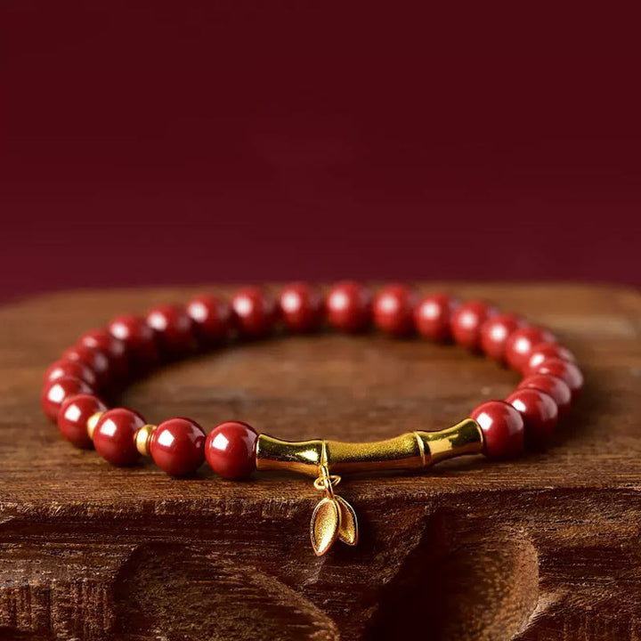 Bracciale di concentrazione in argento sterling 925 Buddha Stones - Cinabro rosso (circonferenza del polso: 14-15 cm) - image 0