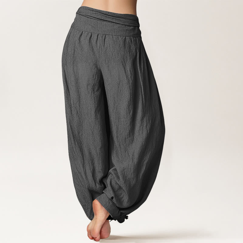 Buddha Stones Pantaloni harem da donna in puro cotone con elastico in vita e motivo a tarassaco - image 1