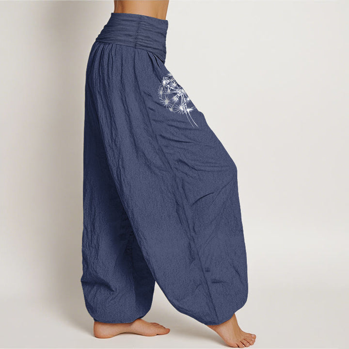 Buddha Stones Pantaloni harem da donna in puro cotone con elastico in vita e motivo a tarassaco - image 10