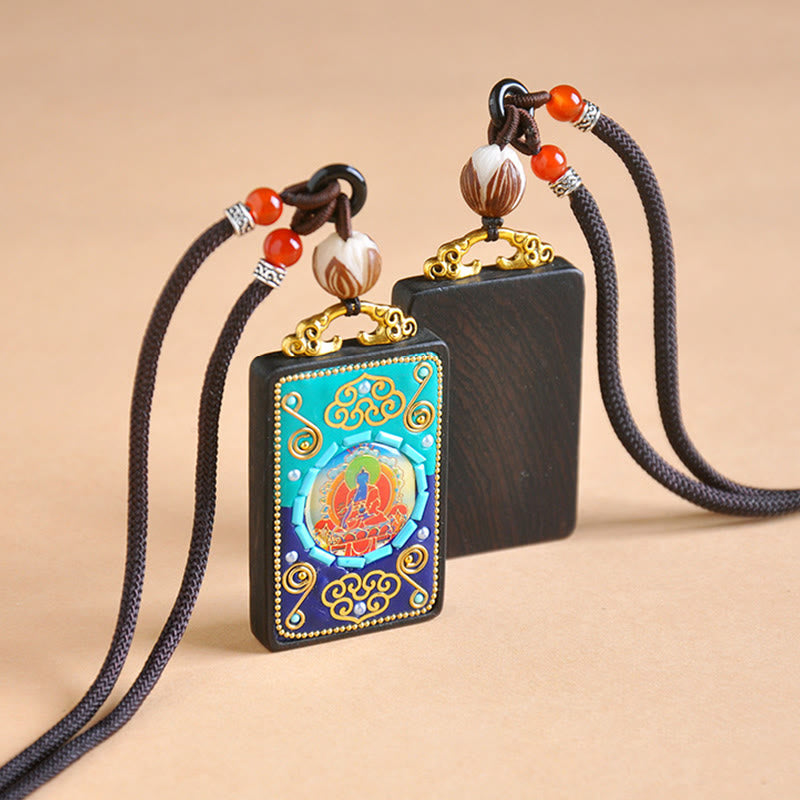 Collana con ciondolo in legno di ebano e Buddha Stones della medicina, simbolo della pace - image 7