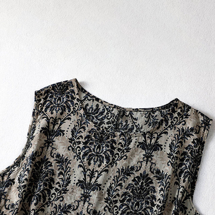 Abito midi estivo semplice con scollo rotondo e tasche, con stampa Buddha Stones e design semplice. - image 13