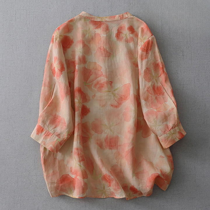 Buddha Stones Camicia da donna in poliestere con maniche lunghe e scollo rotondo con motivo floreale primaverile - image 7
