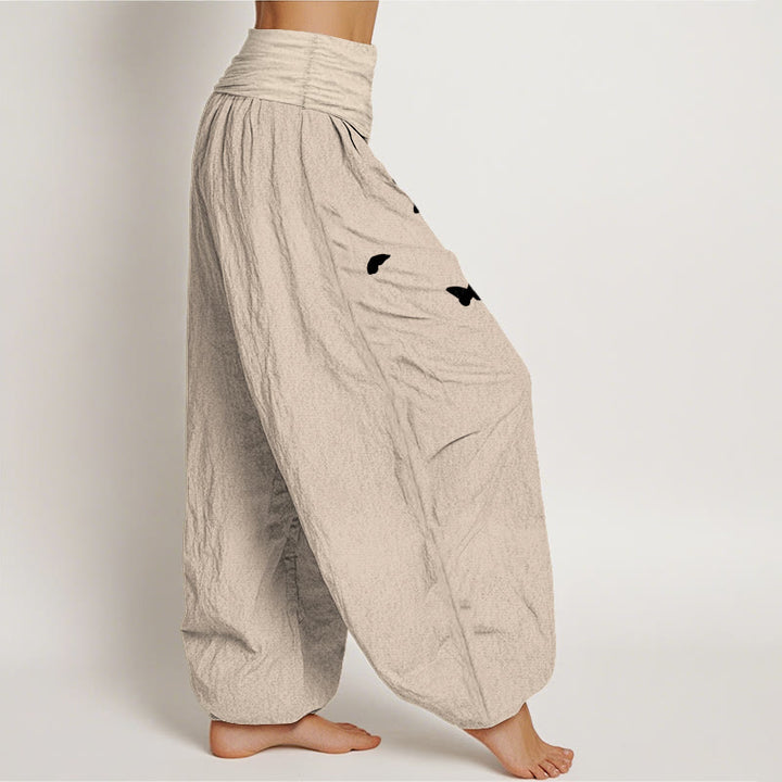 Buddha Stones Pantaloni harem da donna in puro cotone con elastico in vita e motivo a farfalla e tarassaco - image 13