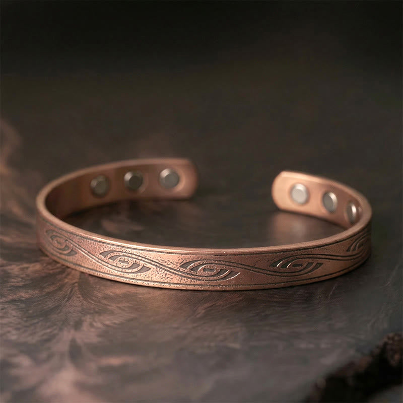Buddha Stones Bracciale rigido regolabile aperto in rame con motivo a spirale - Rame (circonferenza del polso: 15-18 cm) - image 0