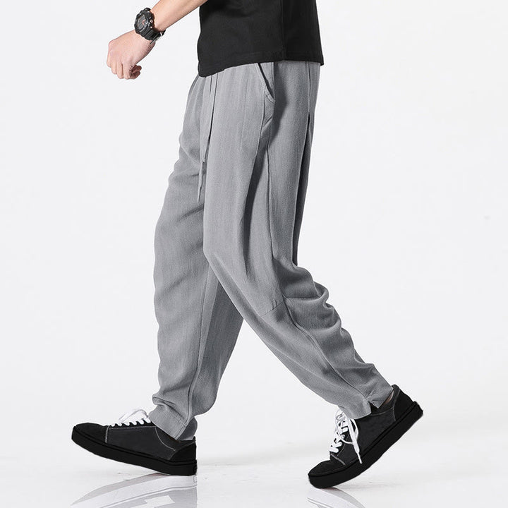 Buddha Stones Pantaloni da uomo in poliestere con coulisse elastica in vita, lunghezza caviglia, tasche - Grigio - US/UK/AU46, EU56 (5XL) - image 3