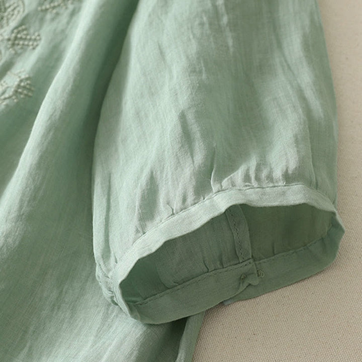 Buddha Stones Camicia da donna in poliestere con maniche corte e scollo rotondo con motivo floreale estivo - image 12