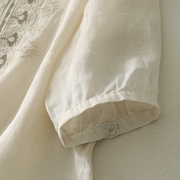 Buddha Stones Camicia da donna in poliestere con maniche corte e scollo rotondo con motivo floreale estivo - image 19