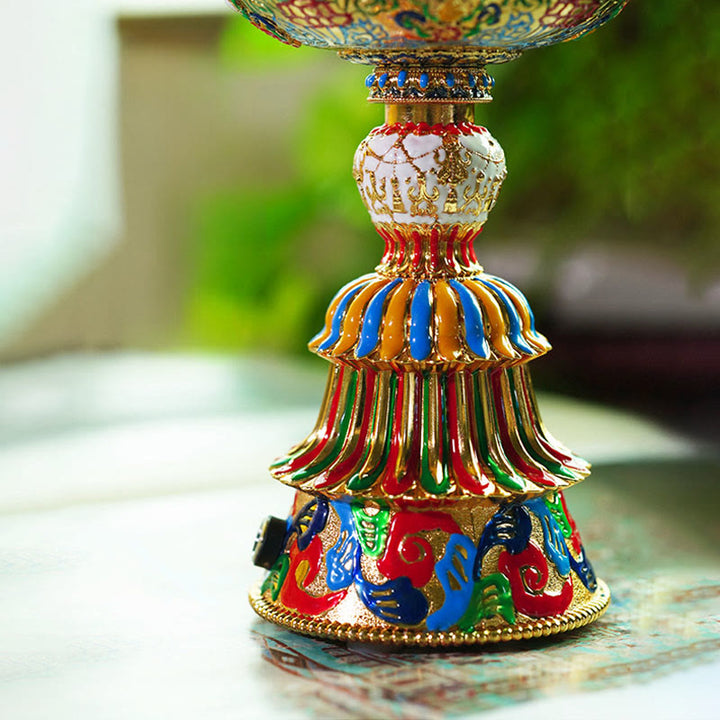 Buddha Stones Base in vetro Lotus Liuli con otto simboli di buon auspicio per la decorazione della casa e l'illuminazione. - image 37