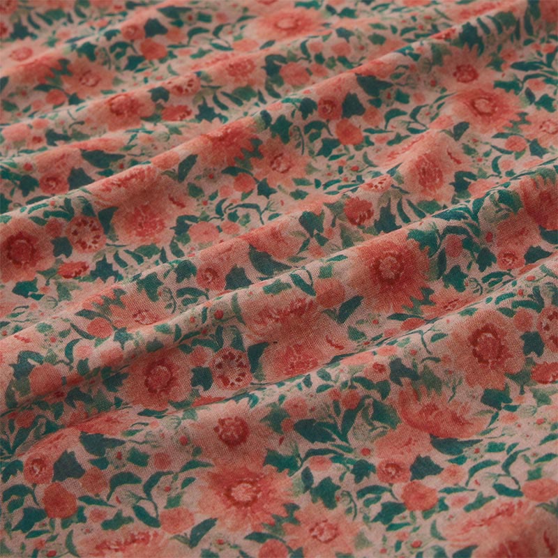 Buddha Stones Camicia da donna in cotone con colletto rialzato, manica corta, motivo floreale, estiva, con bottoni a rana - image 8