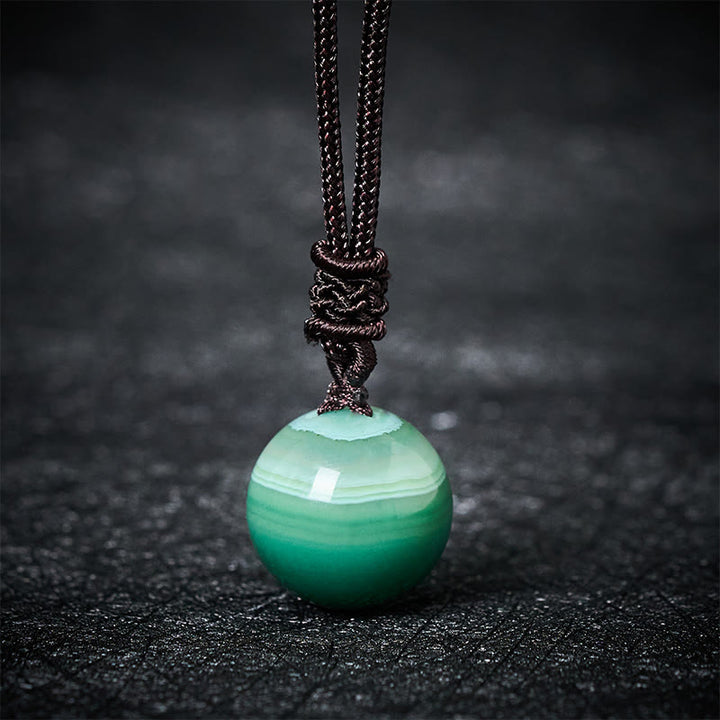 Buddha Stones Collana con pendente Balance in ametista, agata gialla, agata varia, cristallo rosa, lazurite, lapislazzuli - Agata verde - image 7