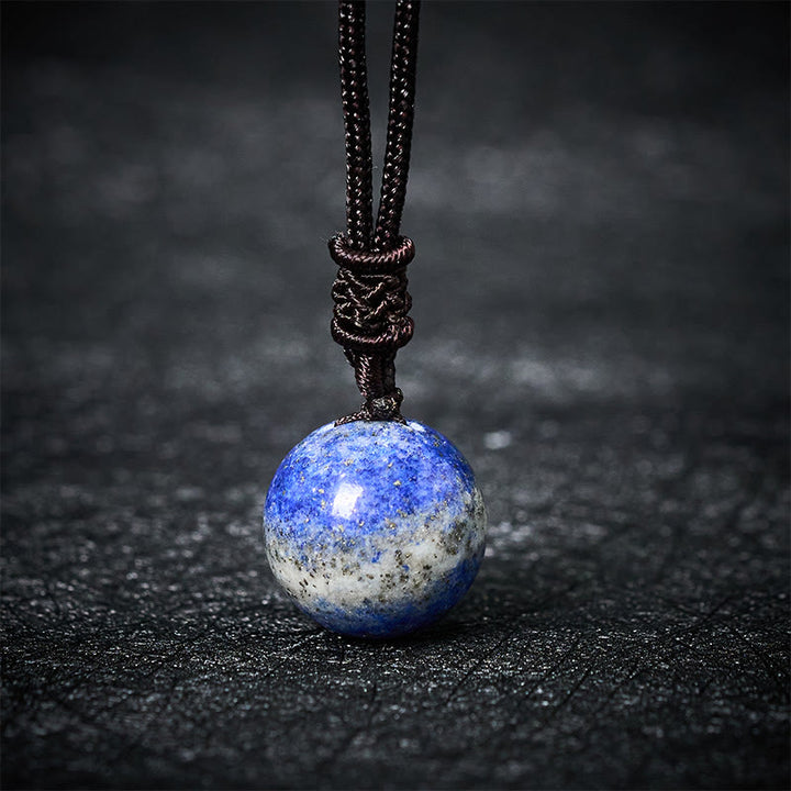 Buddha Stones Collana con pendente Balance in ametista, agata gialla, agata varia, cristallo rosa, lazurite, lapislazzuli - Lazurite - image 23