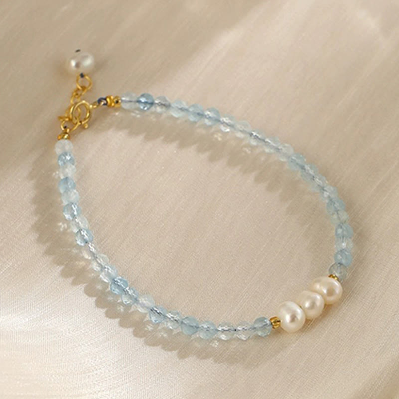 Buddha Stones Bracciale Serenity con perle sottili di acquamarina naturale da 4 mm. - Perla acquamarina (Circonferenza del polso: 14-15 cm) - image 6