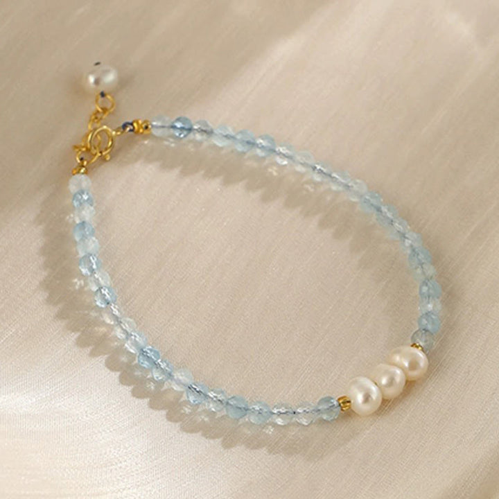 Buddha Stones Bracciale Serenity con perle sottili di acquamarina naturale da 4 mm. - Perla acquamarina (Circonferenza del polso: 14-15 cm) - image 6