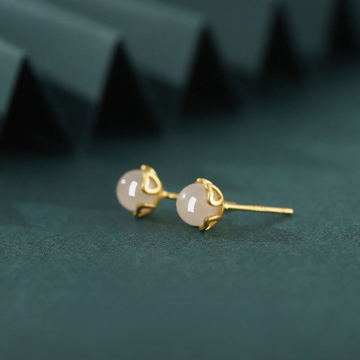 Buddha Stones Orecchini Hetian Jade in argento sterling 925 con design a cuore e pizzo. - image 1