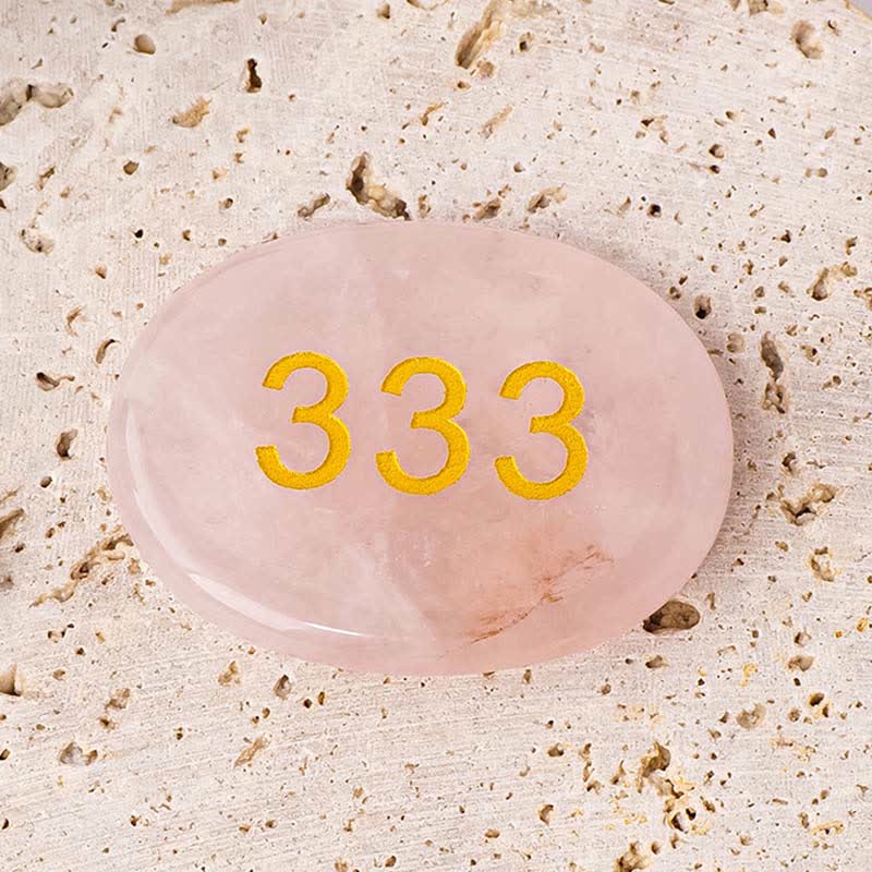 Buddha Stones Numeri angelici Cristallo bianco Diaspro rosso Cristallo rosa Avventurina verde Pietra da palma per meditazione - Numero angelico 333 e cristallo rosa 4,5*3,5*0,7 cm - image 11