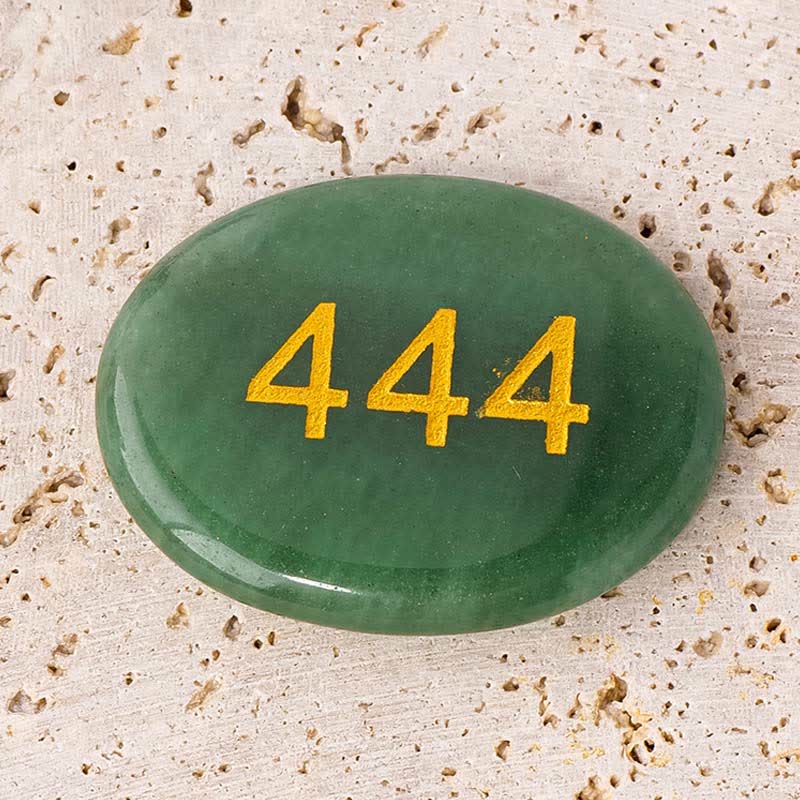 Buddha Stones Numeri angelici Cristallo bianco Diaspro rosso Cristallo rosa Avventurina verde Pietra da palma per meditazione - Numero angelico 444 e avventurina verde 4,5*3,5*0,7 cm - image 14