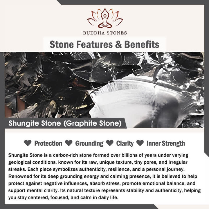 Collana con ciondolo di protezione in pietra di shungite autentica con design rotondo a forma di stella di luna Buddha Stones - image 5