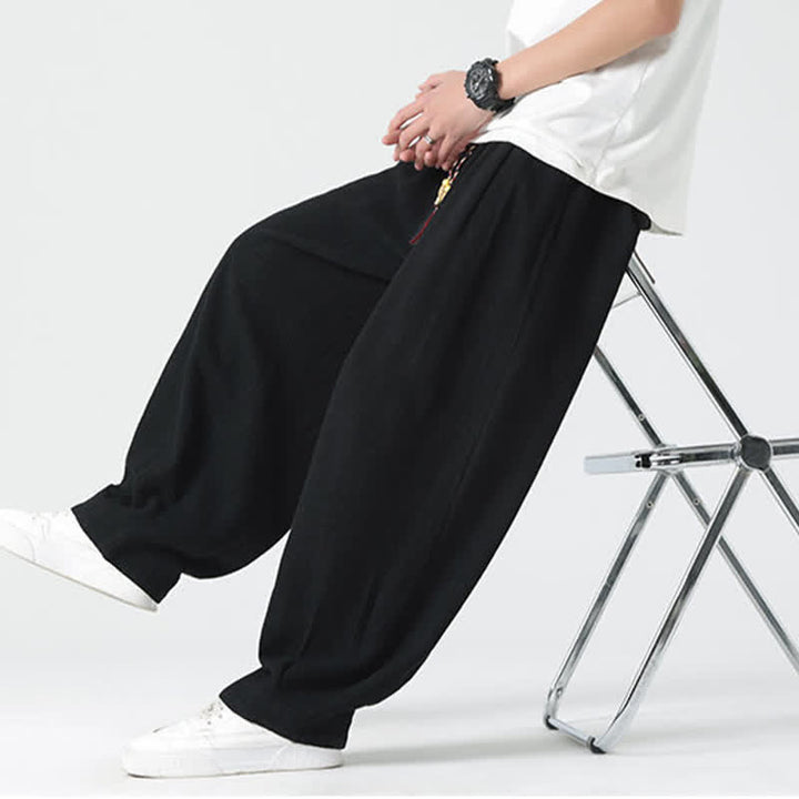 Buddha Stones Pantaloni da uomo estivi a gamba dritta, lunghezza alla caviglia, tinta unita, con coulisse, per l'estate. - image 24