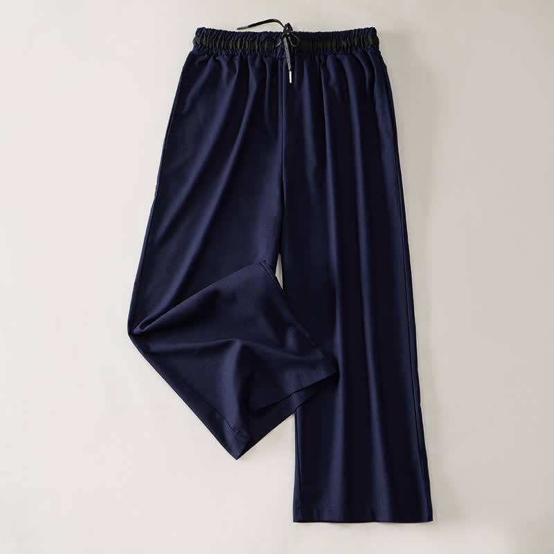 Buddha Stones Pantaloni da donna a gamba larga, corti, in cotone, con coulisse e tasche, ideali per il tragitto casa-lavoro. - Blu notte - US12, UK/AU16, EU44 (3XL) - image 11